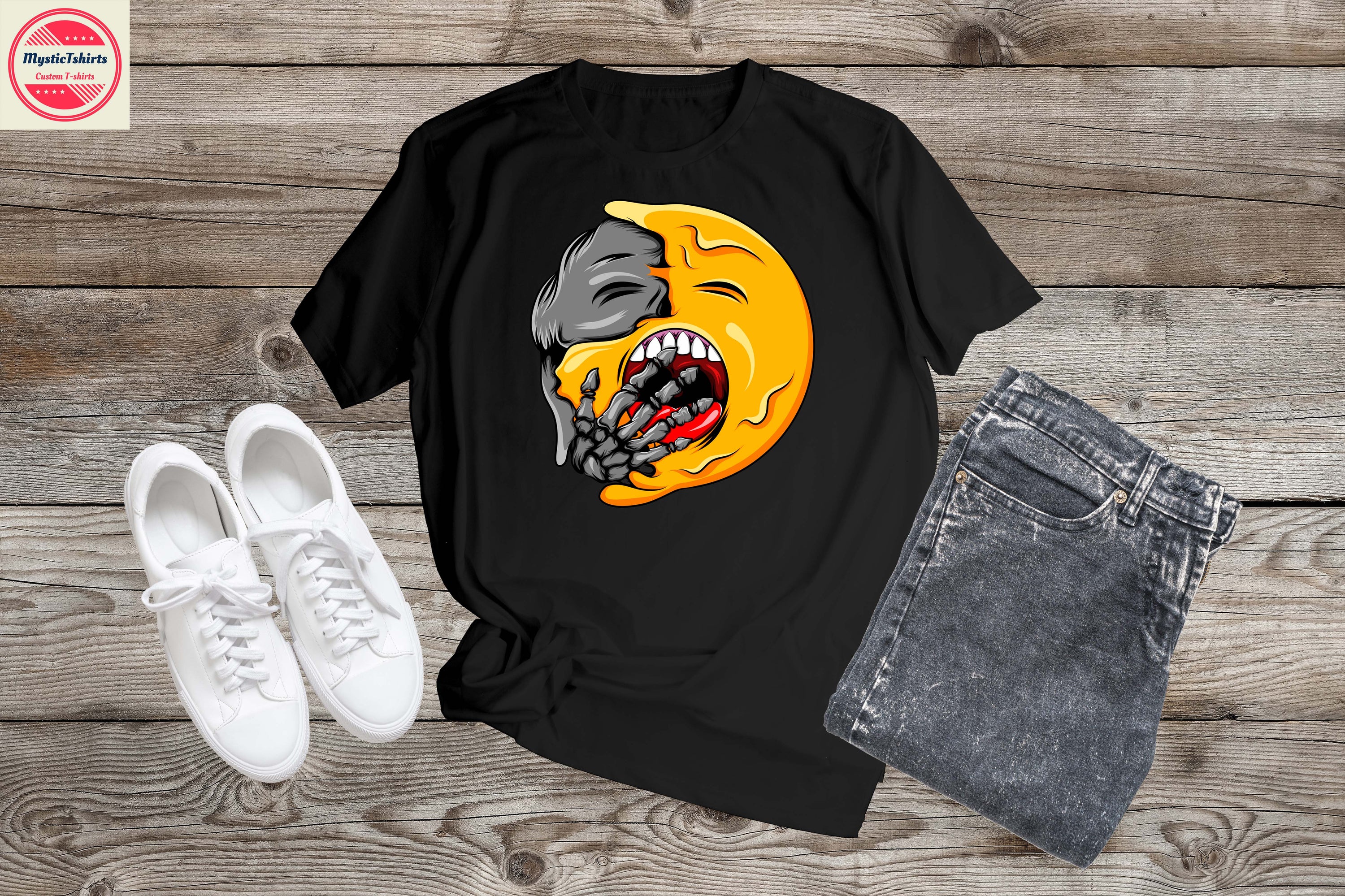 A vibrant CRAZY FACE personalized T-Shirt featuring custom text, showcasing high-quality fabric and eco-friendly printing.