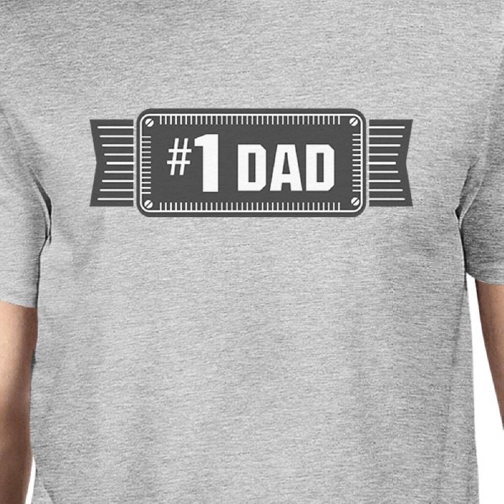 Men's grey cotton graphic t-shirt featuring '#1 Dad' design, perfect for Father's Day gifts.