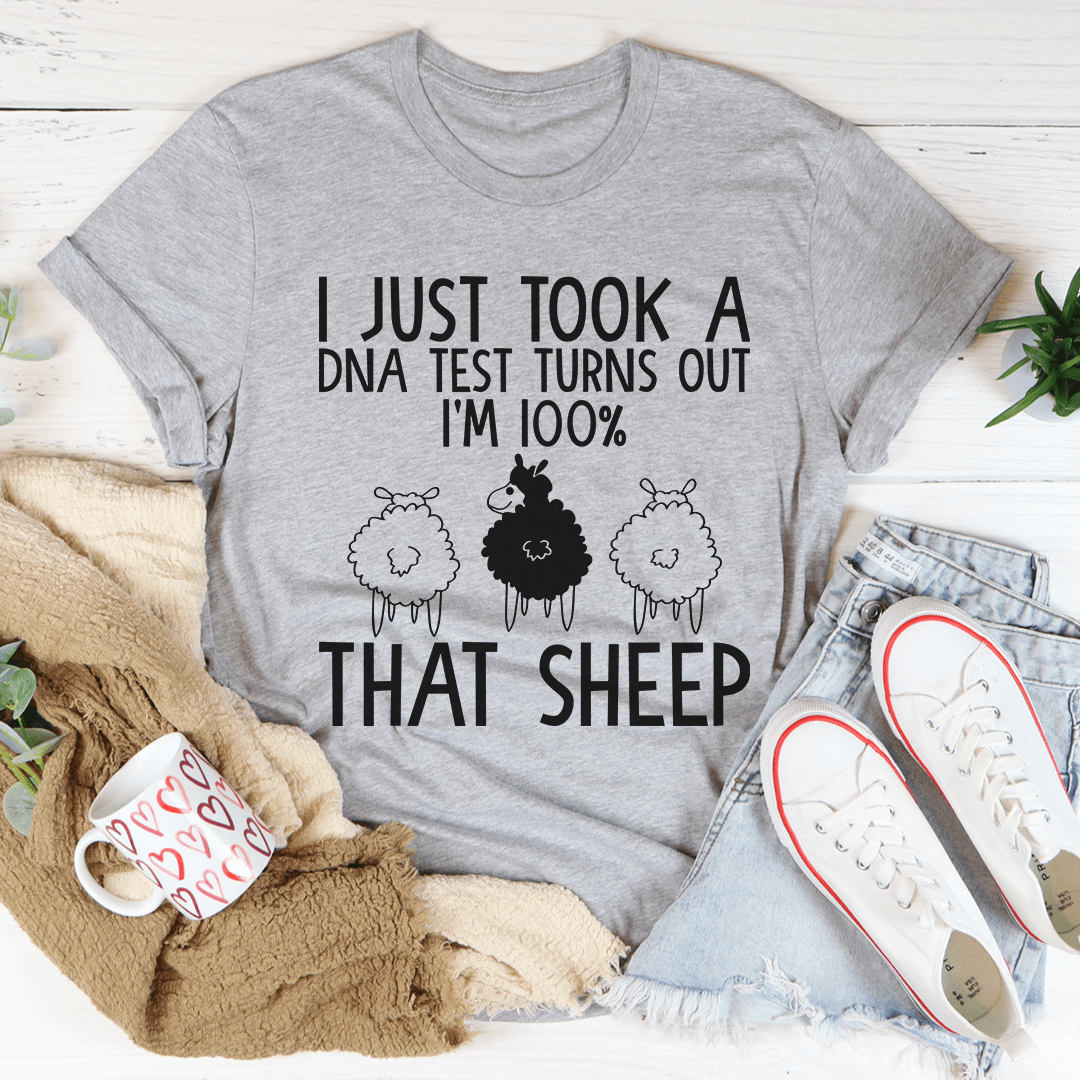 A stylish 100% That Sheep T-Shirt made from soft ring-spun cotton, featuring double stitching for durability and available in various sizes.