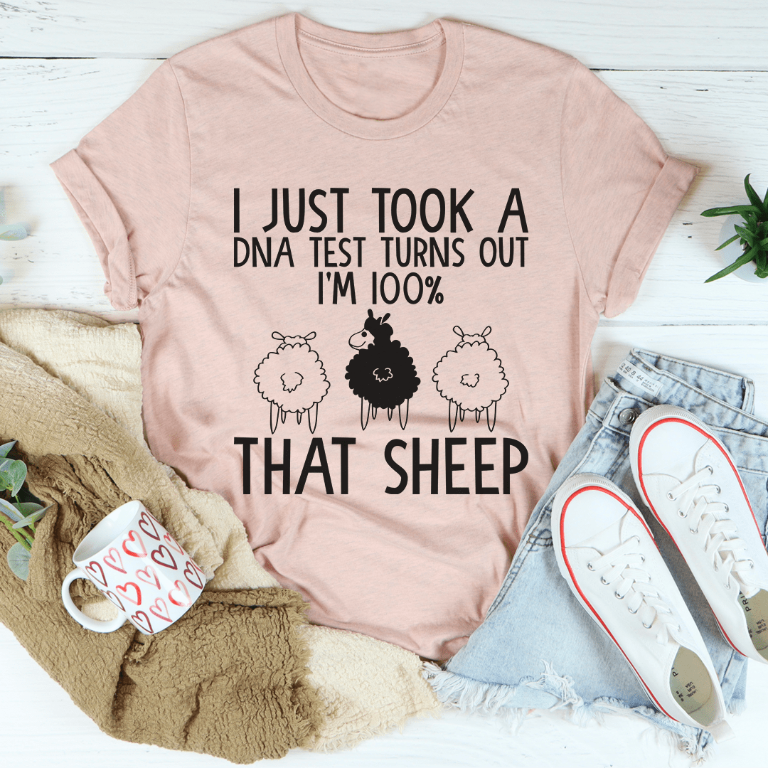 A stylish 100% That Sheep T-Shirt made from soft ring-spun cotton, featuring double stitching for durability and available in various sizes.