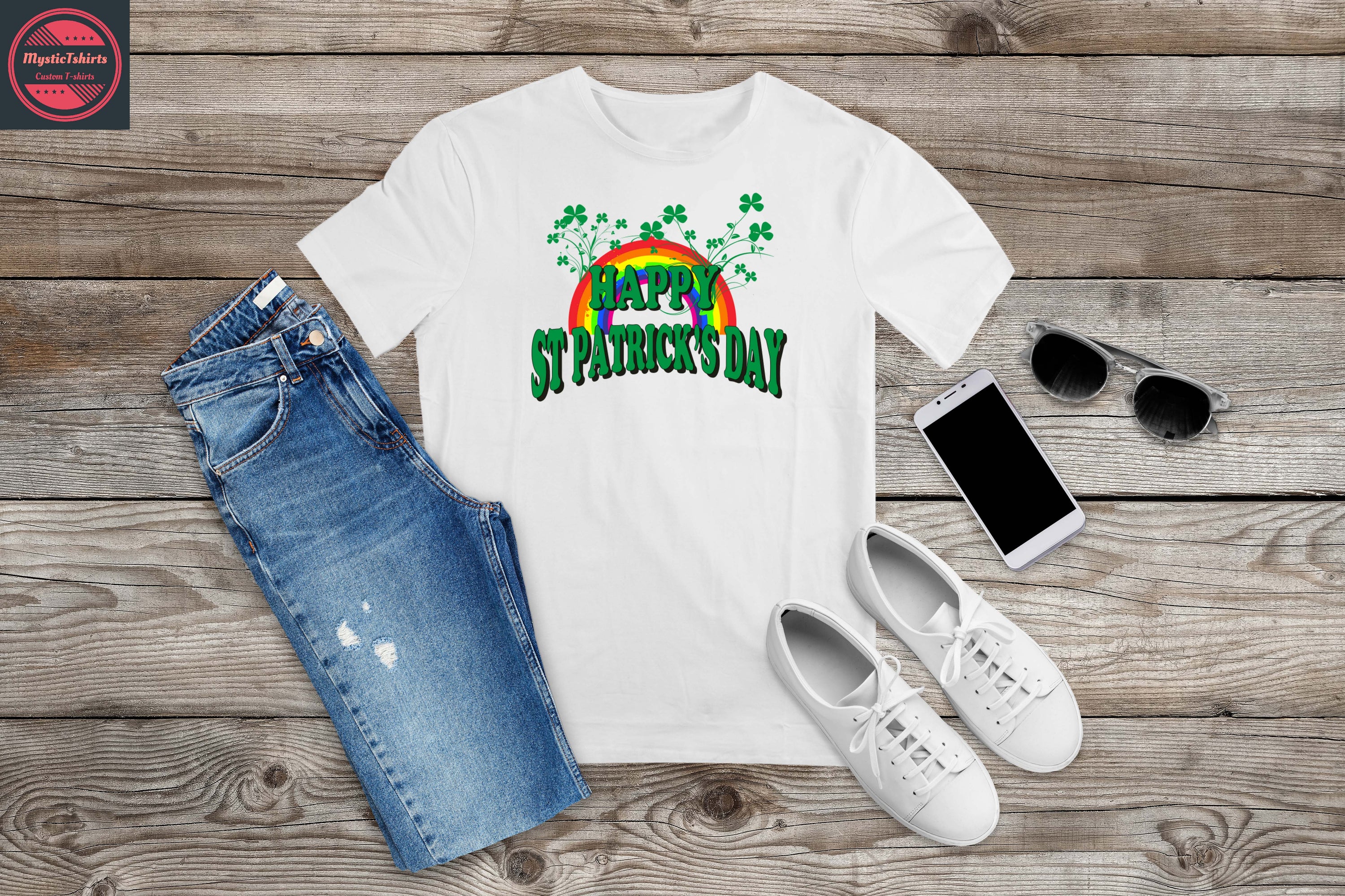 Custom-made St. Patrick's Day T-shirt featuring vibrant green colors and personalized design options.