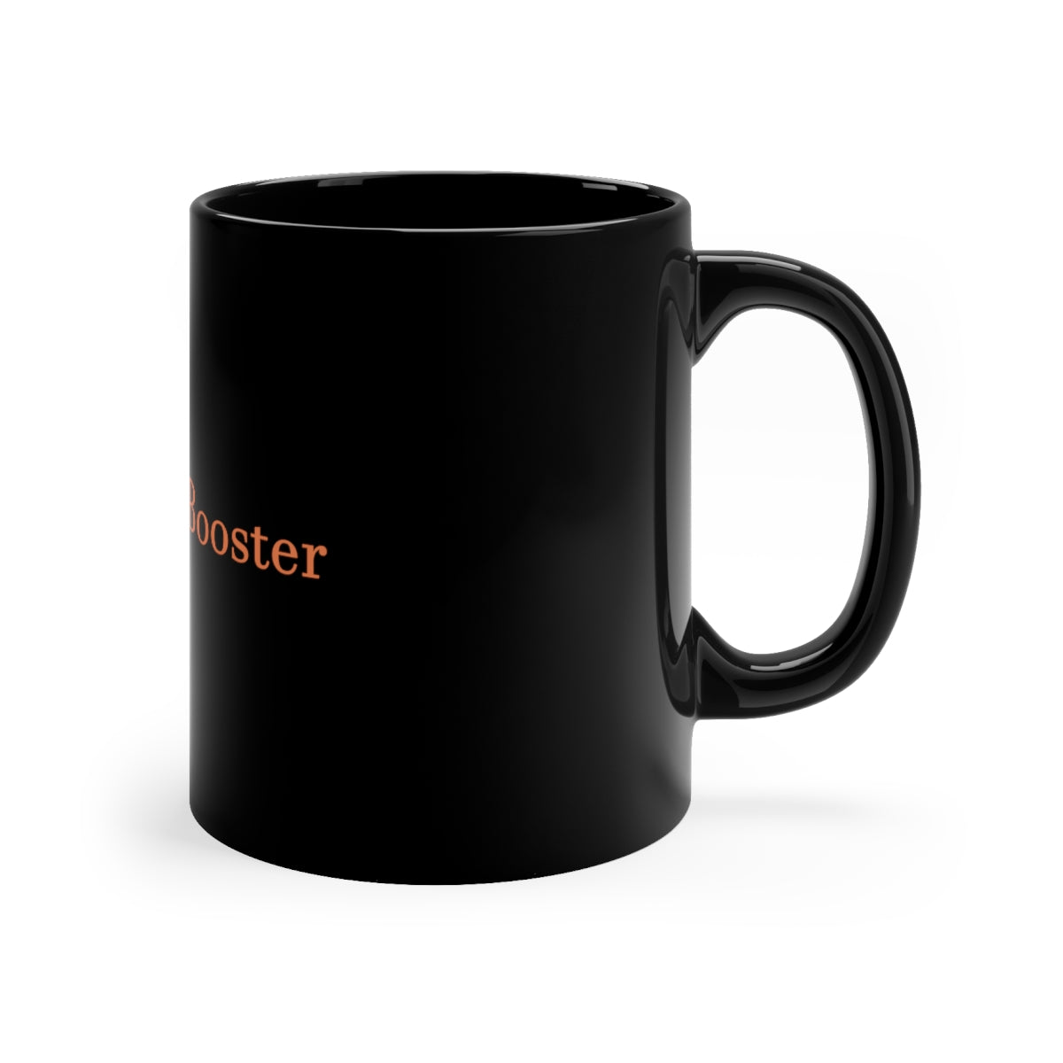 An 11oz black ceramic mug with a C-handle, perfect for coffee, tea, or hot chocolate, showcasing customizable design options.