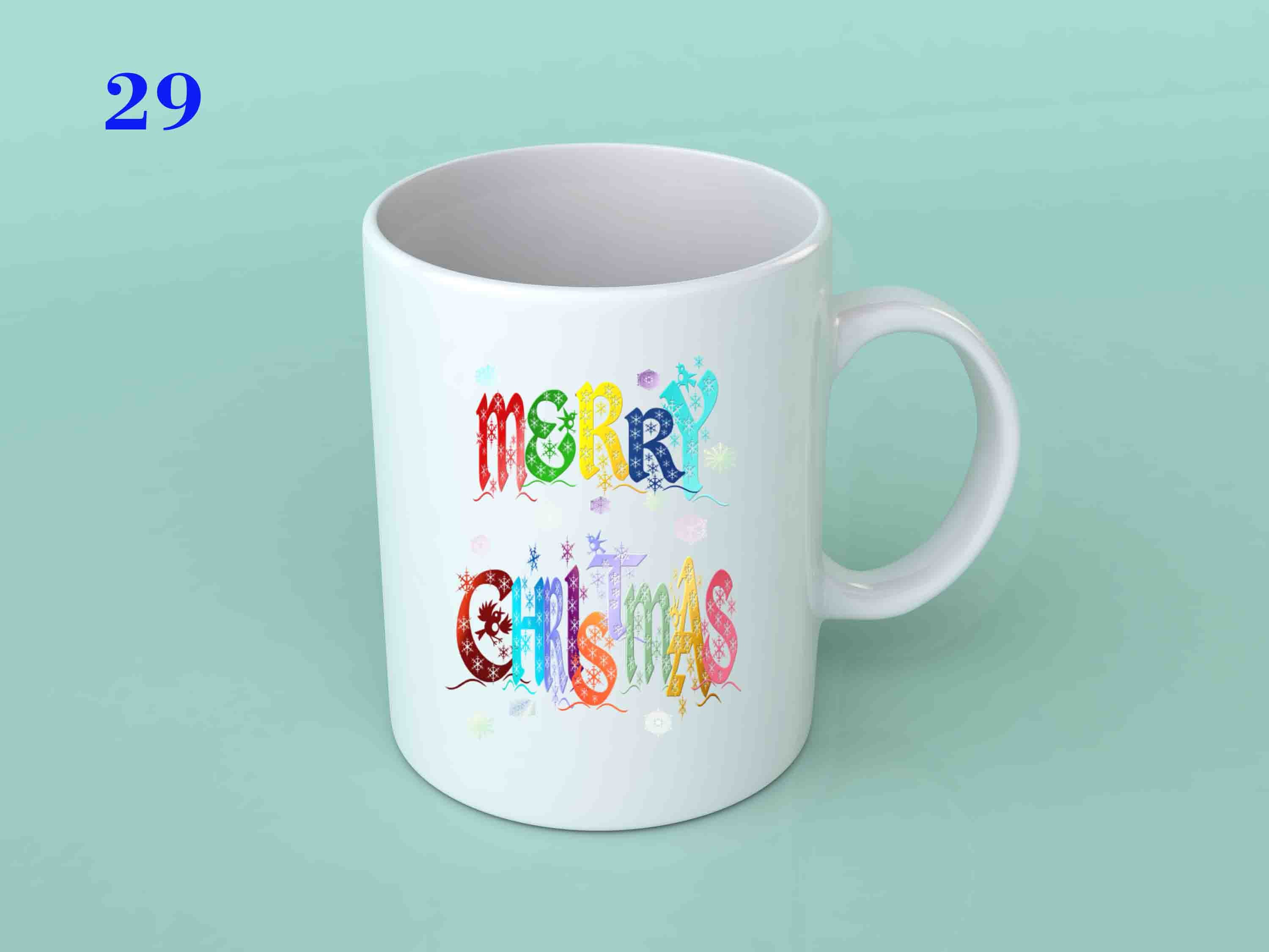 A festive 11oz Christmas Mug featuring holiday-themed designs, perfect for seasonal beverages.