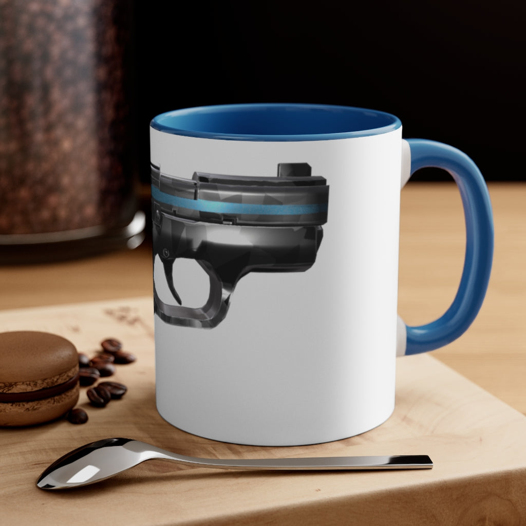 22 Calibur Accent Coffee Mug with a two-tone design featuring a colored interior and C-handle, perfect for coffee lovers.