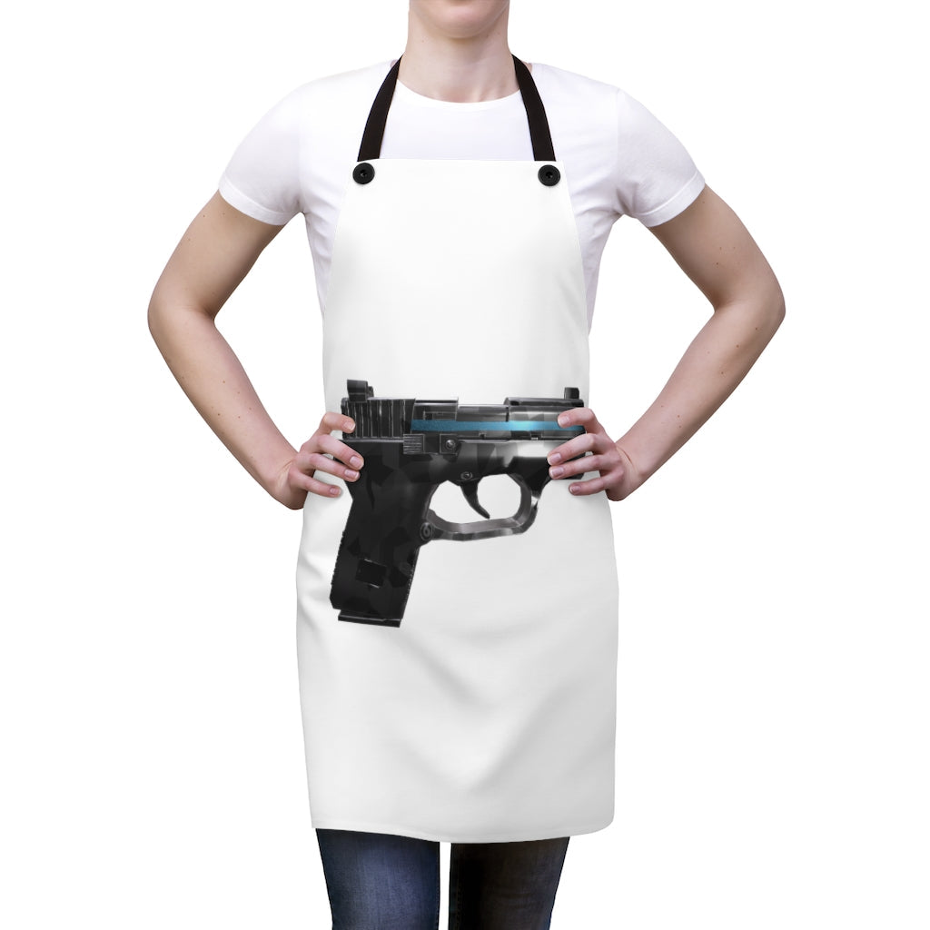 22 Calibur Apron made of lightweight polyester with black detachable twill straps, featuring a customizable one-sided print.