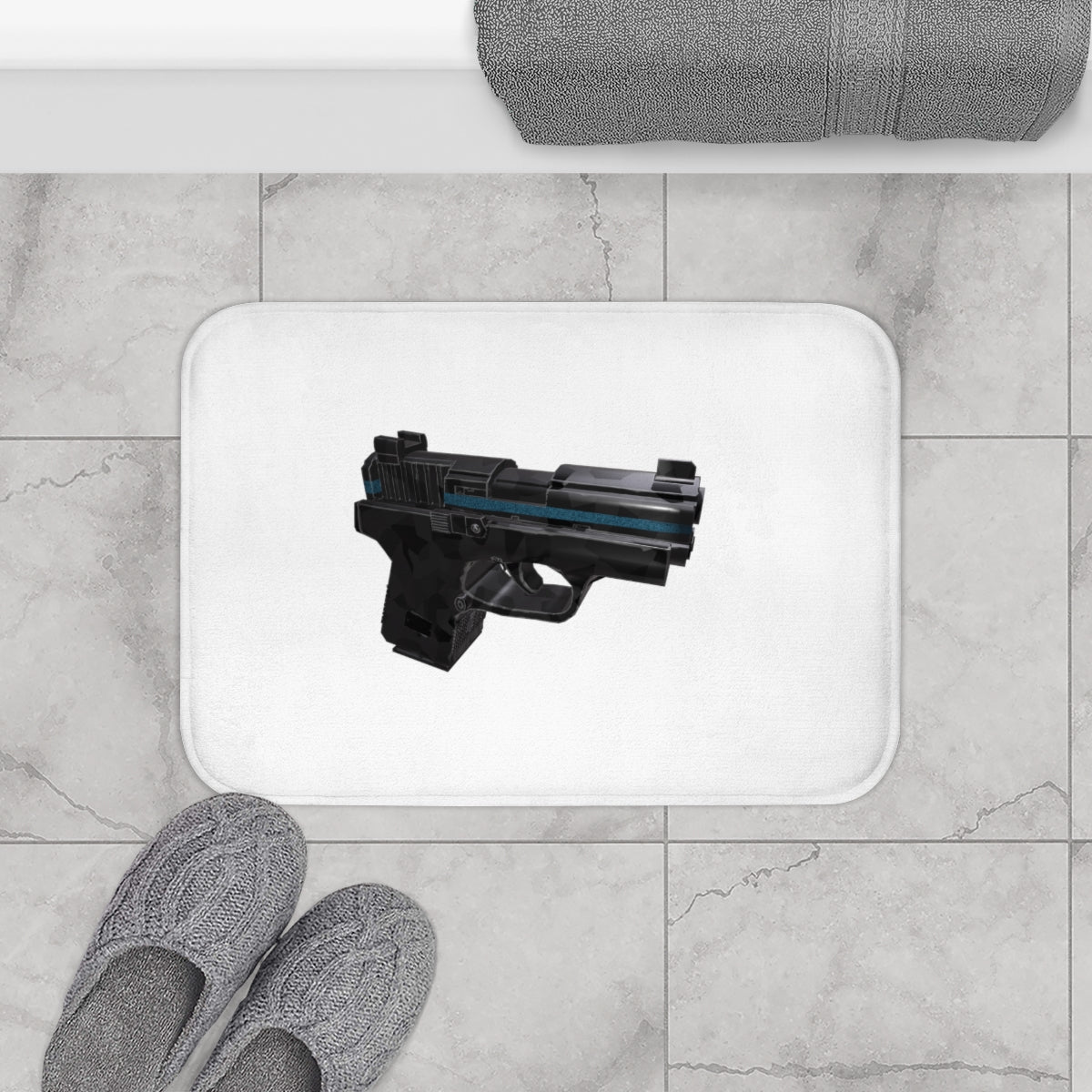 22 Calibur Bath Mat featuring anti-slip backing and stylish design, made from 100% microfiber.