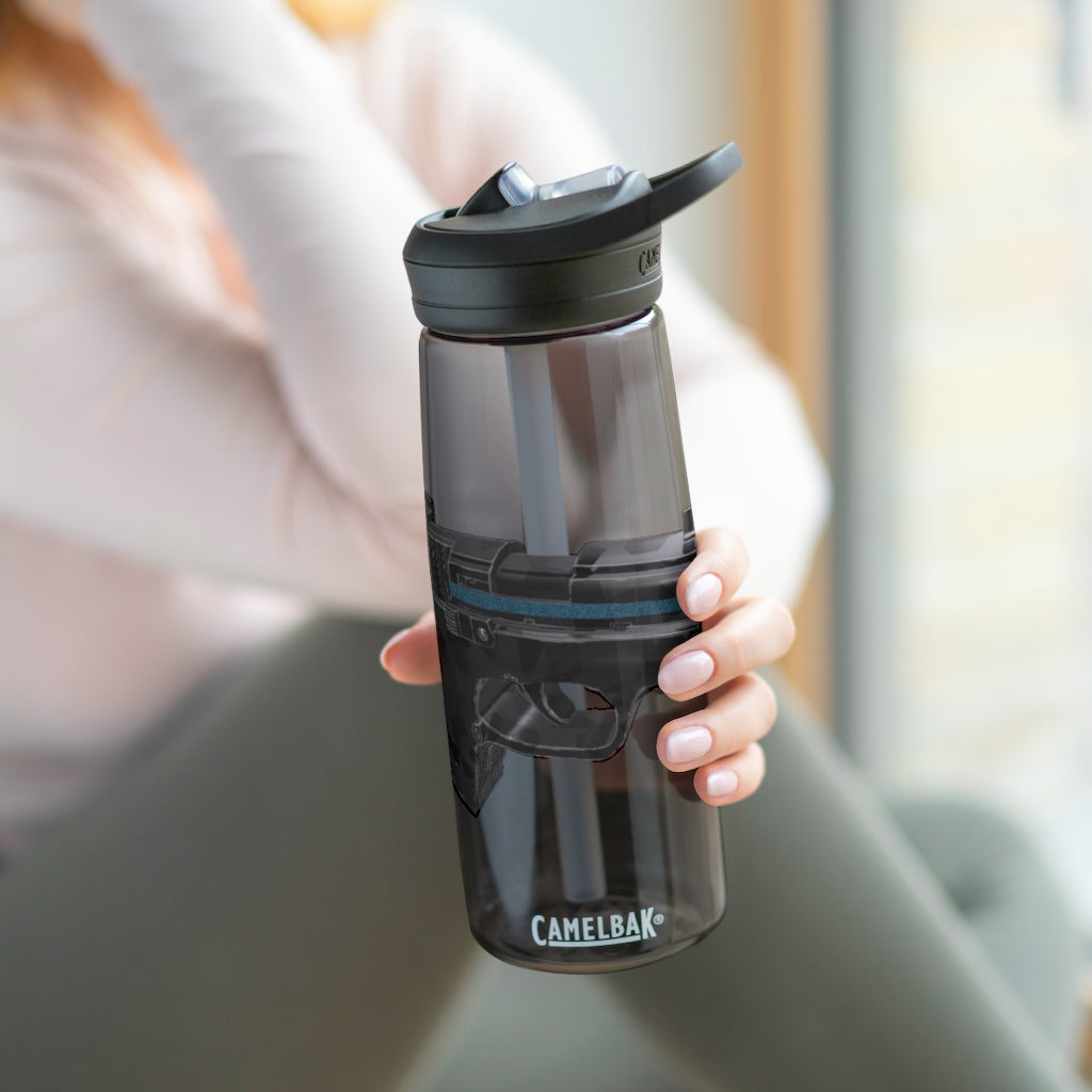 22 Calibur CamelBak Eddy® Water Bottle in 20oz and 25oz sizes, showcasing its durable Tritan™ material and spill-proof design.