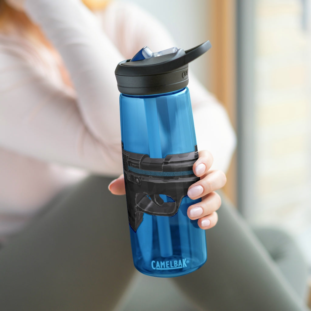 22 Calibur CamelBak Eddy® Water Bottle in 20oz and 25oz sizes, showcasing its durable Tritan™ material and spill-proof design.