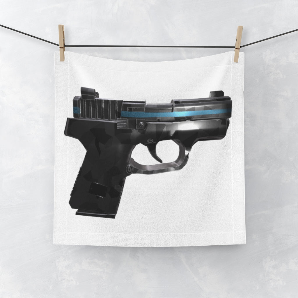 22 Calibur Weapon Face Towel featuring a customizable polyester front and soft cotton back, ideal for personal designs.