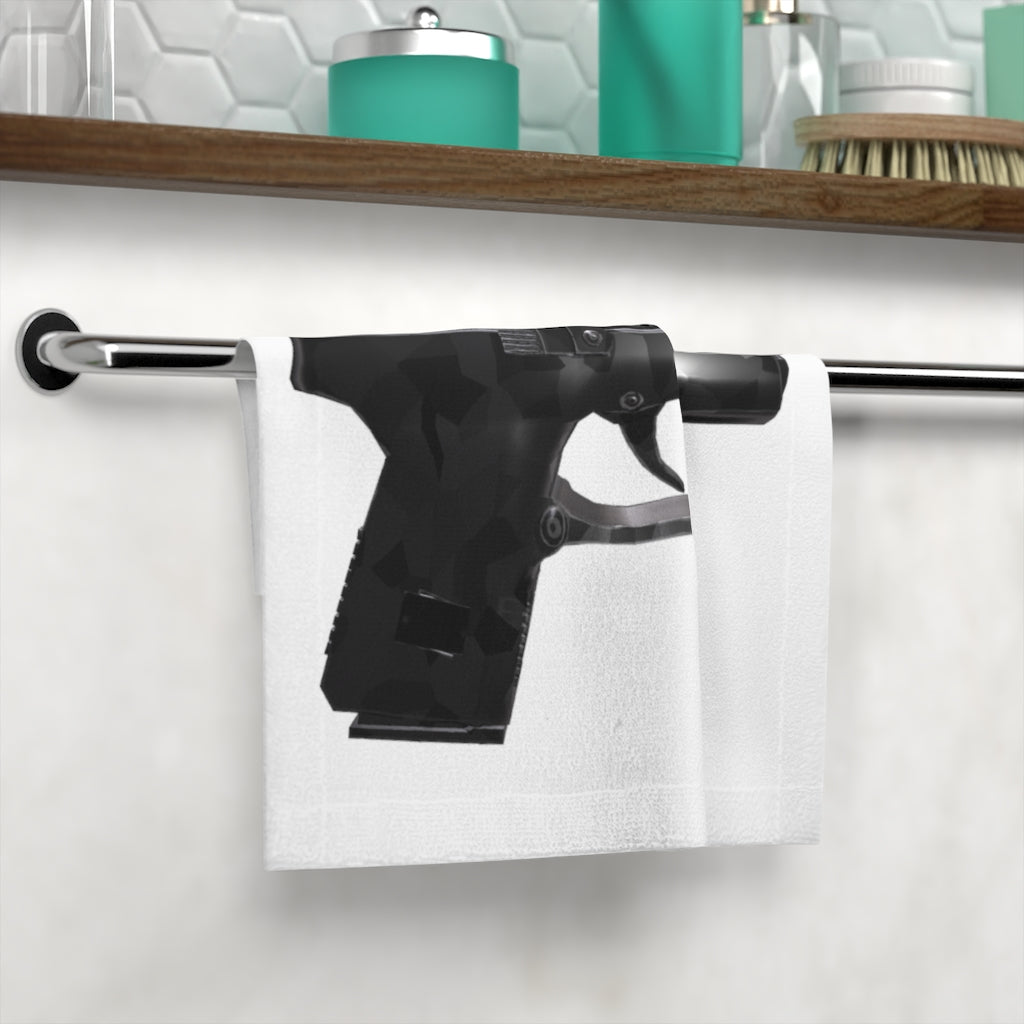 22 Calibur Weapon Face Towel featuring a customizable polyester front and soft cotton back, ideal for personal designs.