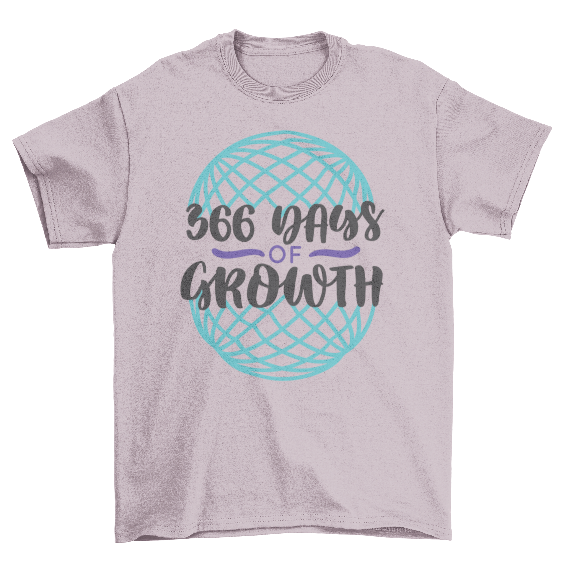 A stylish graphic t-shirt featuring the motivational phrase '366 days of growth' in bold lettering.