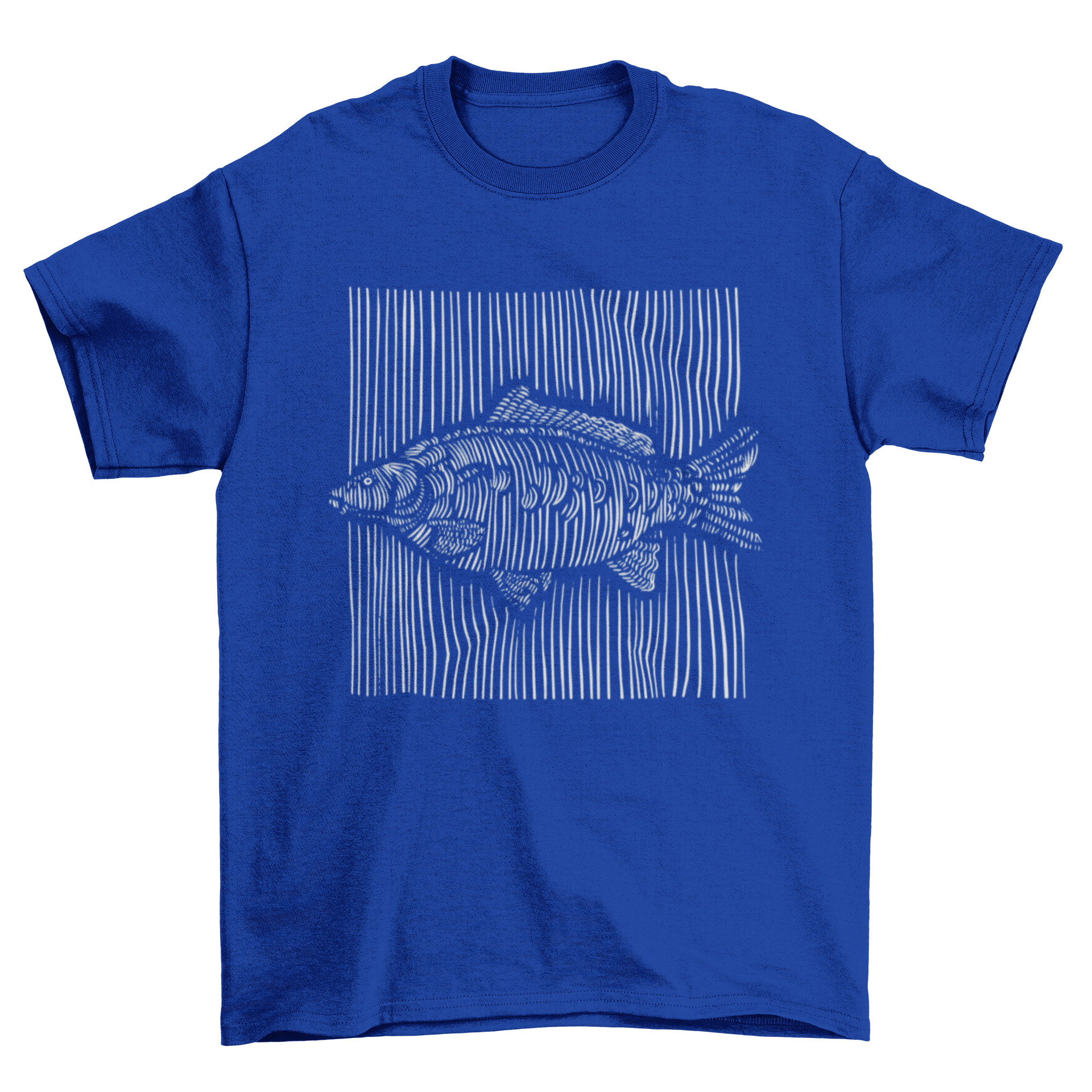 A stylish 3D lines carp fish t-shirt featuring a detailed carp design, perfect for fishing enthusiasts.