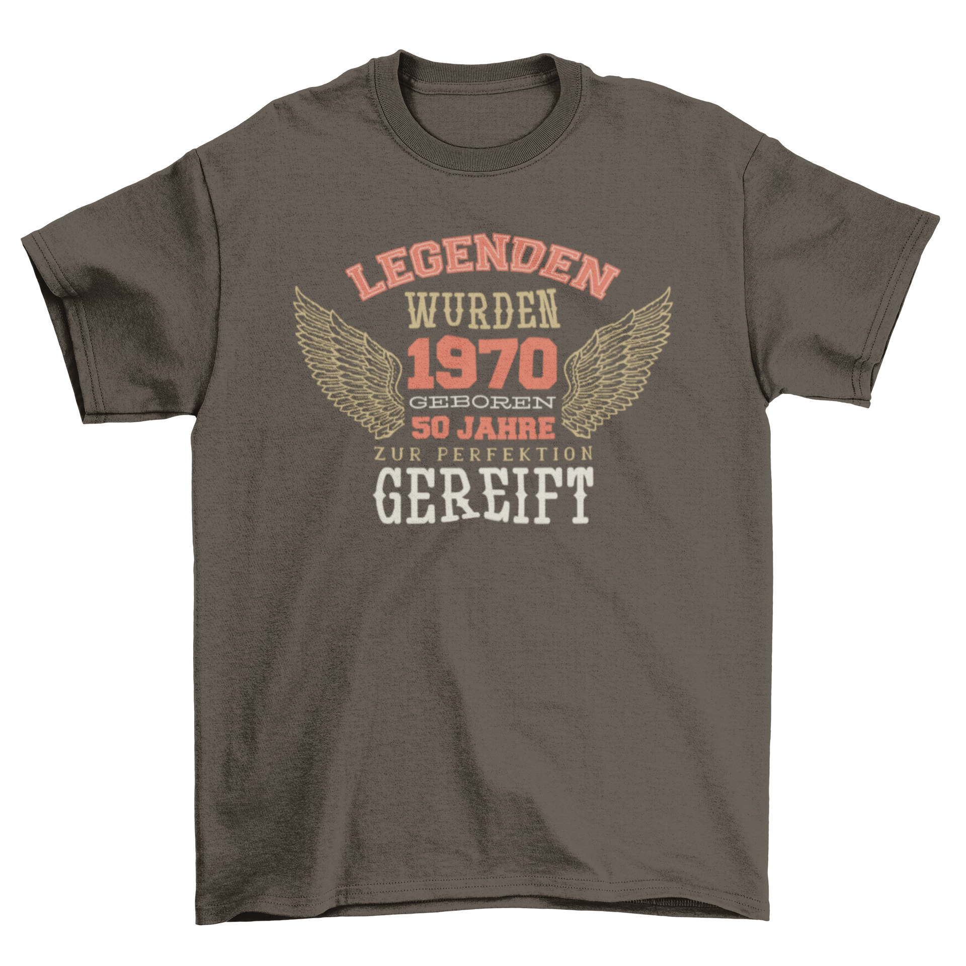 50 Years Old German Quote T-shirt featuring retro biker design with German text celebrating 50th birthday.