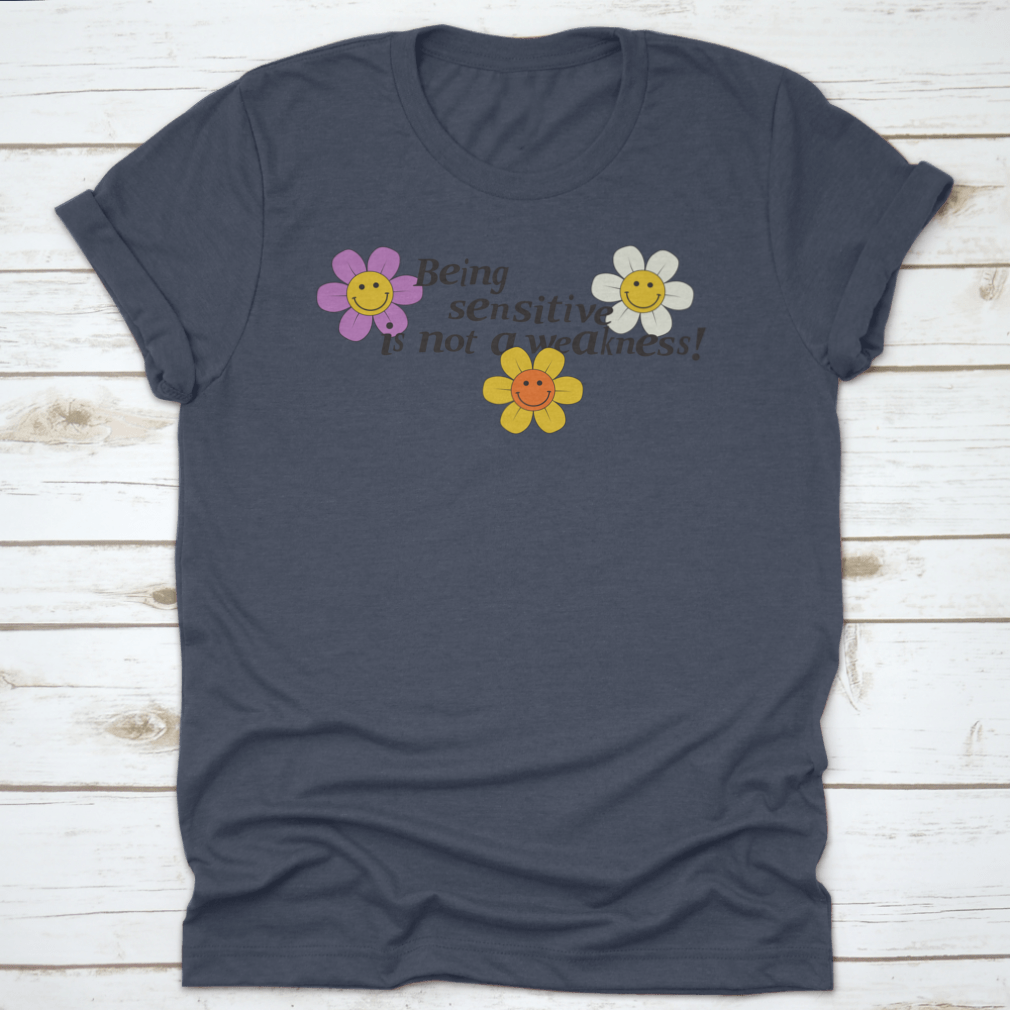 A vibrant 70s retro-inspired t-shirt featuring a smiling face and daisy print, showcasing a nostalgic design.