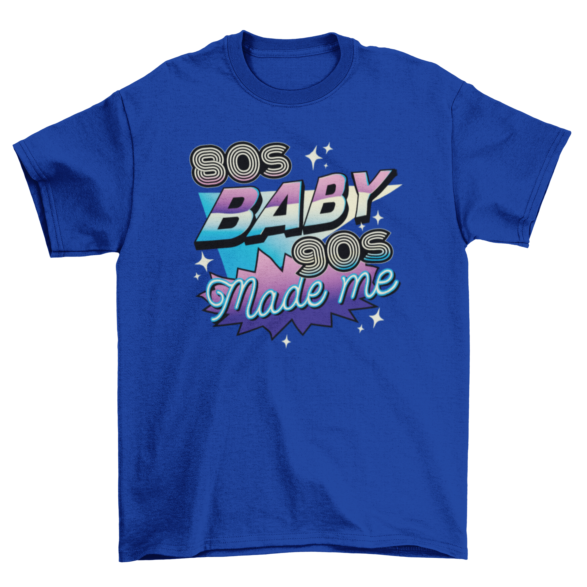 A stylish t-shirt featuring the quote '80s baby, 90s made me' in bold lettering, perfect for retro fashion enthusiasts.