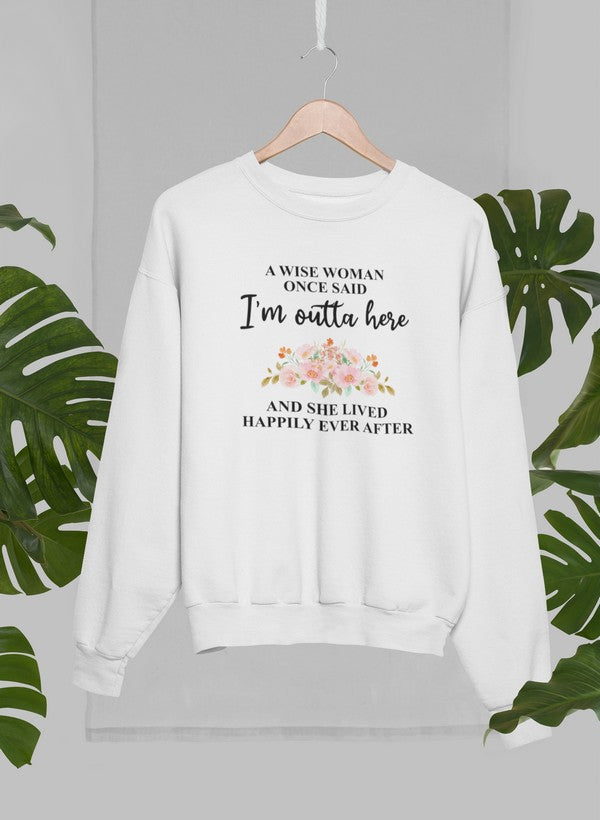 A cozy A Wise Woman Sweat Shirt featuring a unique design, made from a soft cotton/poly fleece blend, perfect for casual wear.