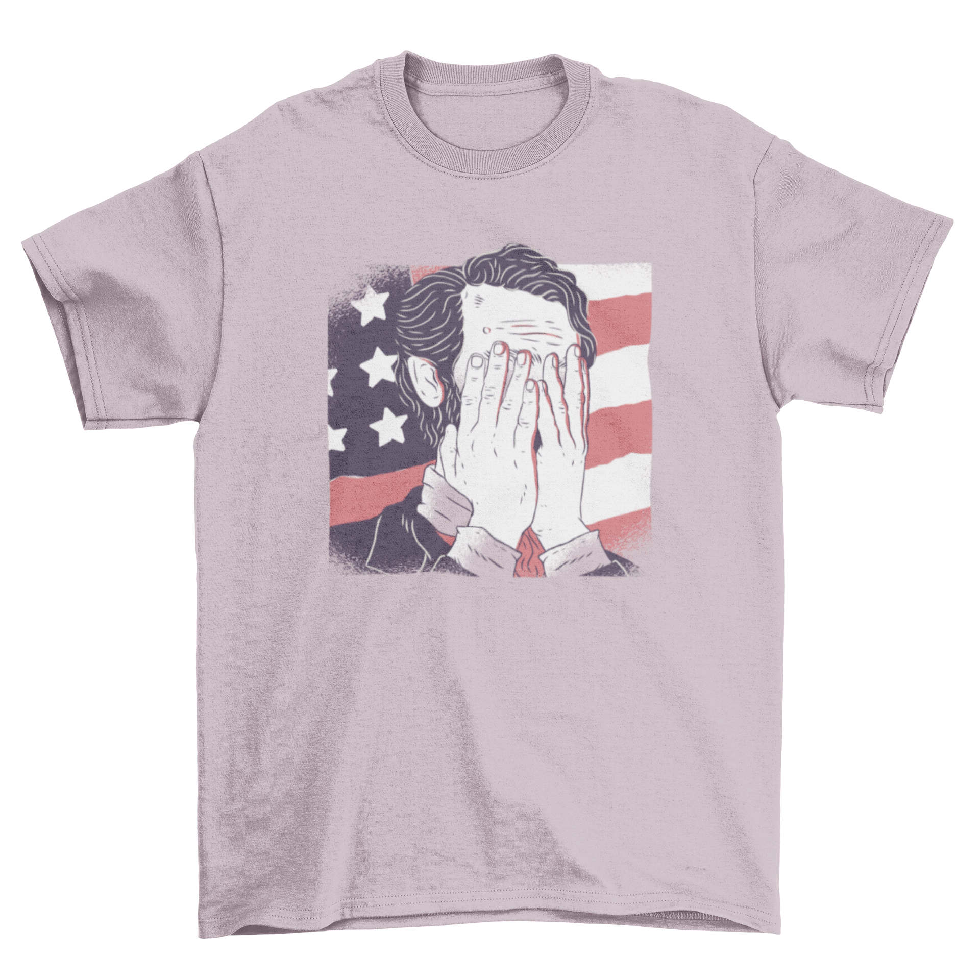 A humorous cartoon t-shirt design featuring President Abraham Lincoln in a facepalm pose, showcasing a blend of history and comedy.