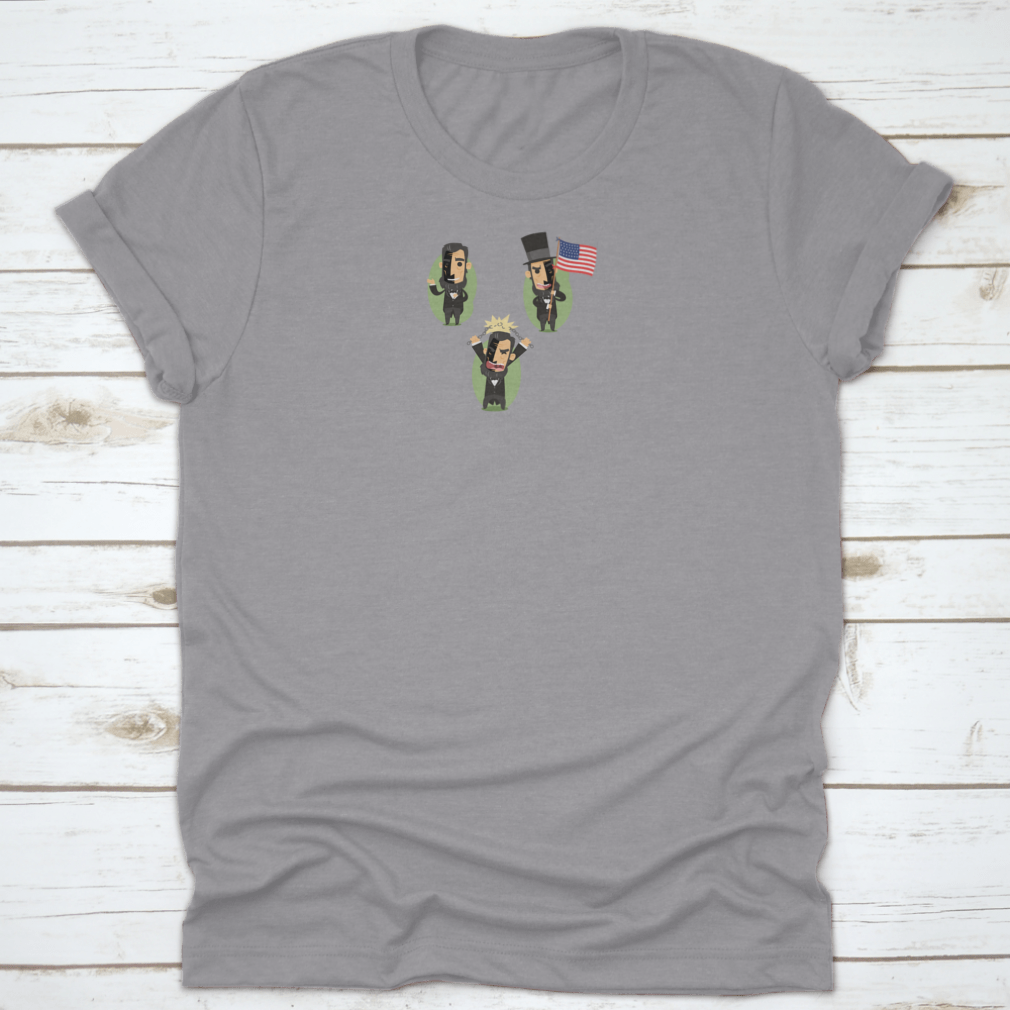 A comfortable t-shirt featuring Abraham Lincoln, made from 100% cotton with a classic fit.