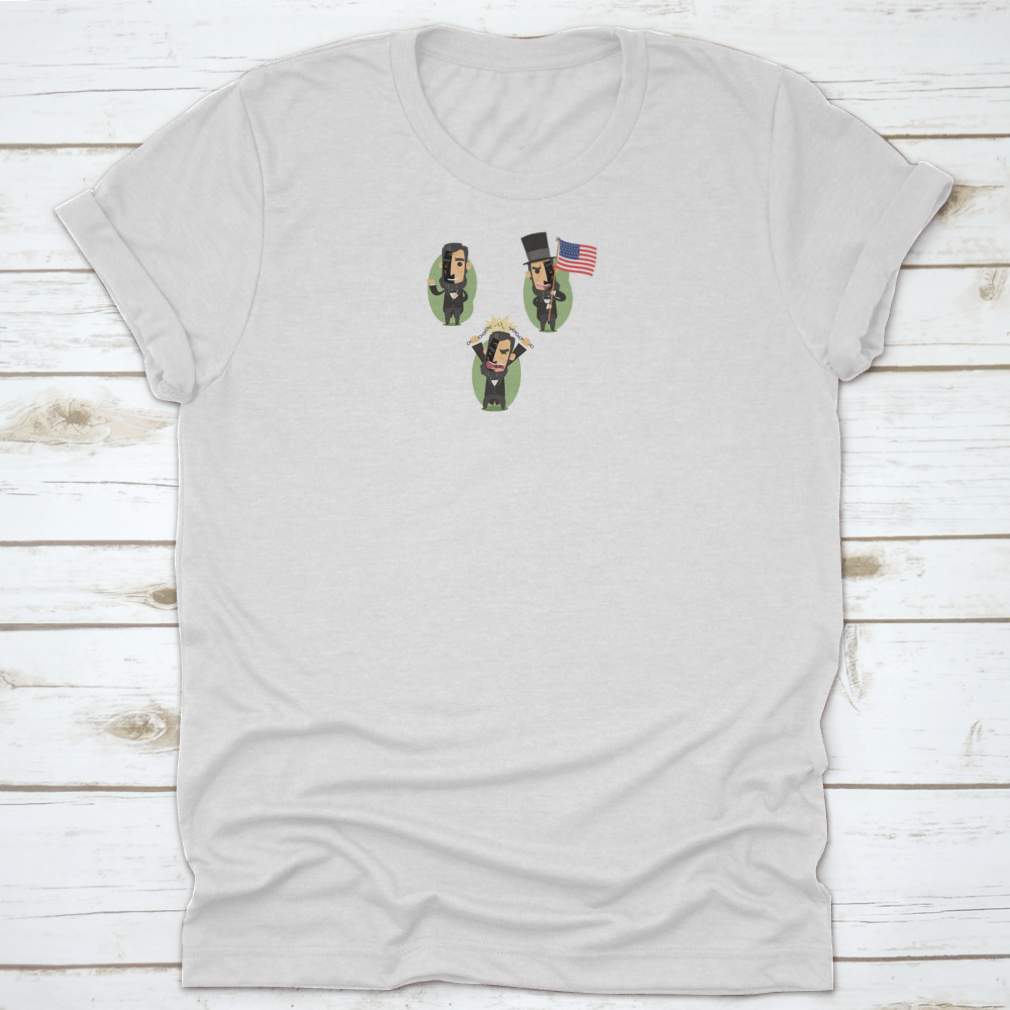 A comfortable t-shirt featuring Abraham Lincoln, made from 100% cotton with a classic fit.