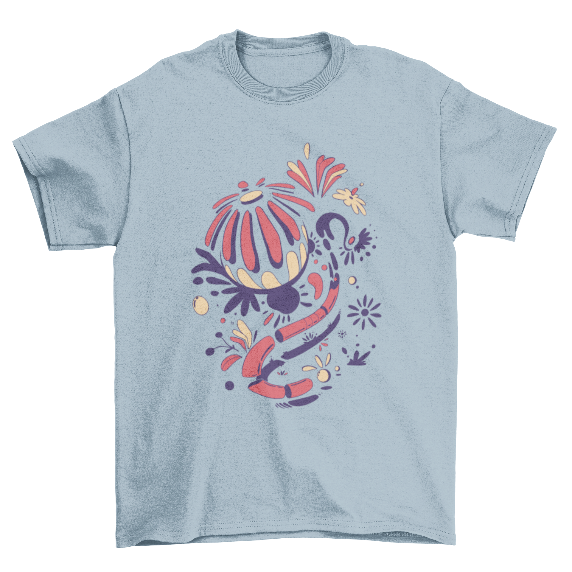 A stylish abstract flowers t-shirt featuring a vibrant floral design in an artistic style, perfect for casual wear.