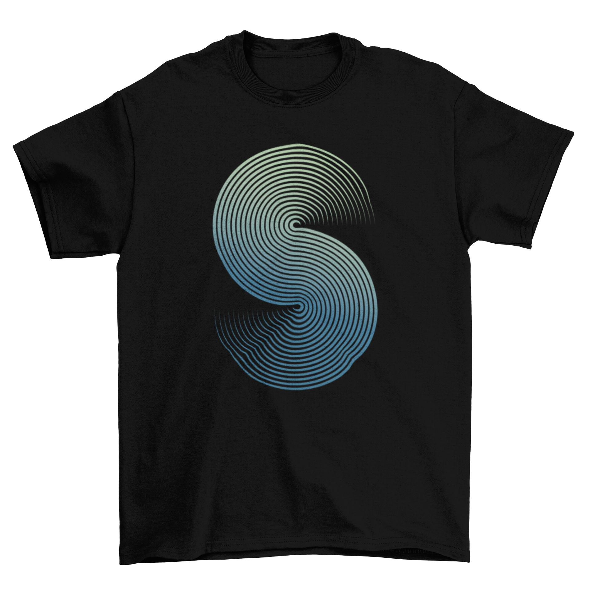 Abstract Letter S T-shirt featuring a modern design with a stylized letter S in vibrant colors on a soft fabric.