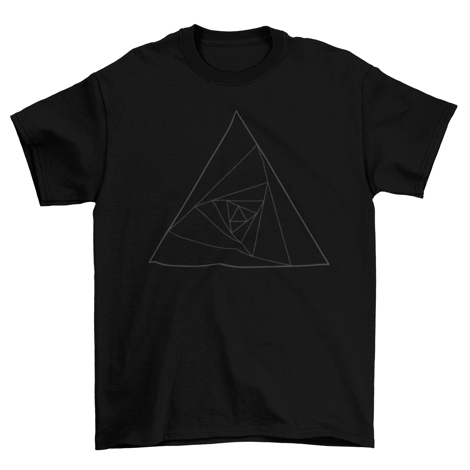 Abstract Triangle T-shirt featuring a sacred geometry design with multiple triangles in a stylish layout.