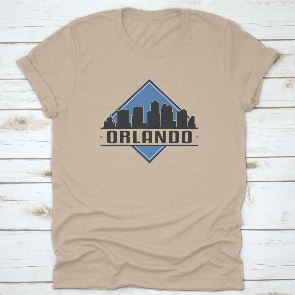 A stylish Skyline Logo Vector Design featuring the Adventure Landscape of Orlando, Florida, showcasing iconic buildings and vibrant colors.