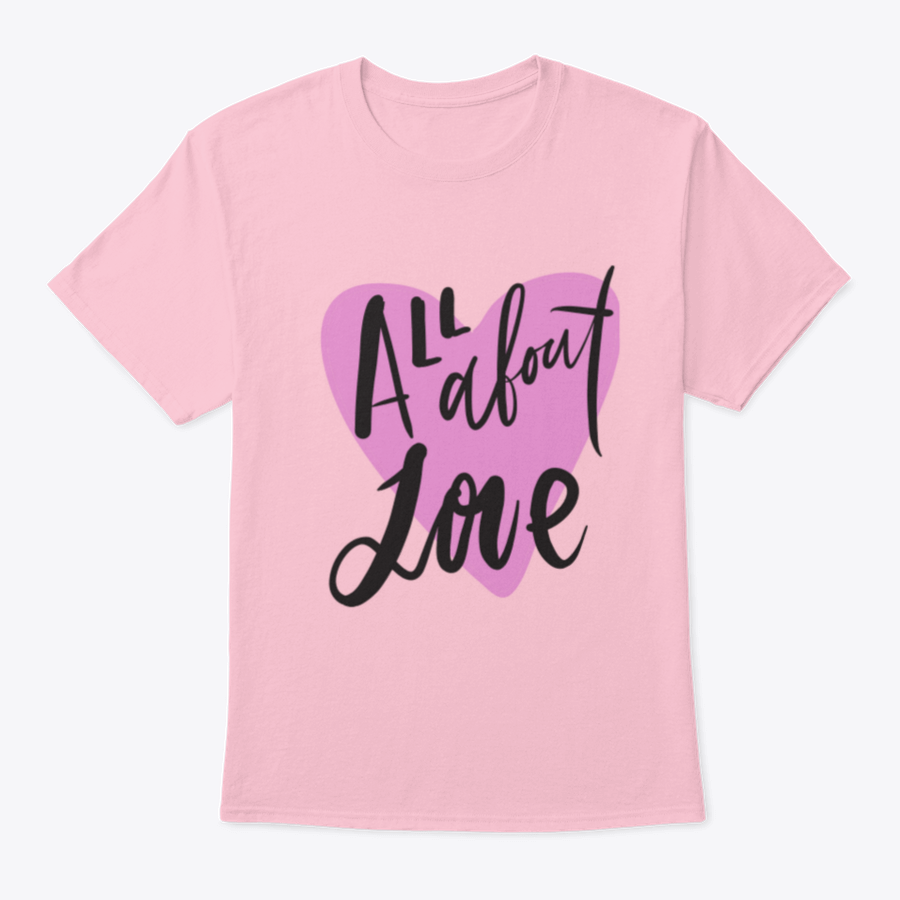 A stylish All About Love Design T-shirt made from 100% cotton, featuring a classic fit and midweight fabric, perfect for casual wear.