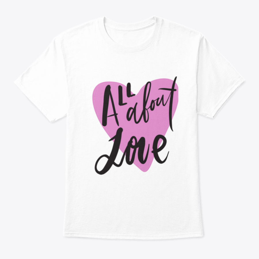 A stylish All About Love Design T-shirt made from 100% cotton, featuring a classic fit and midweight fabric, perfect for casual wear.