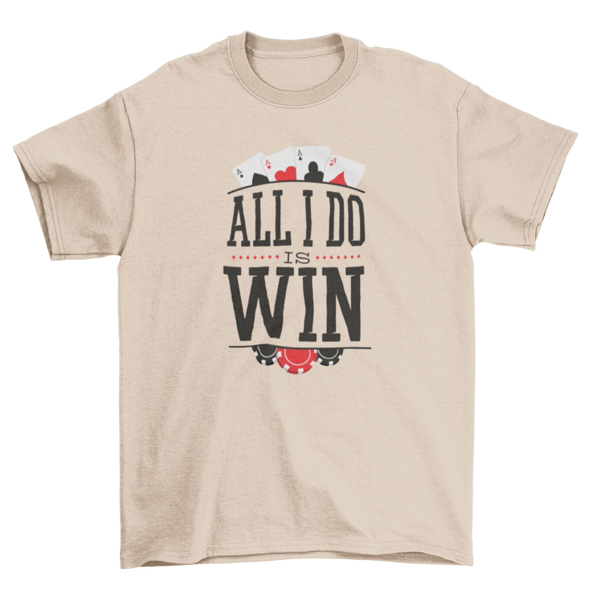 All I Do Is Win t-shirt featuring bold lettering in a stylish design, perfect for casual wear.