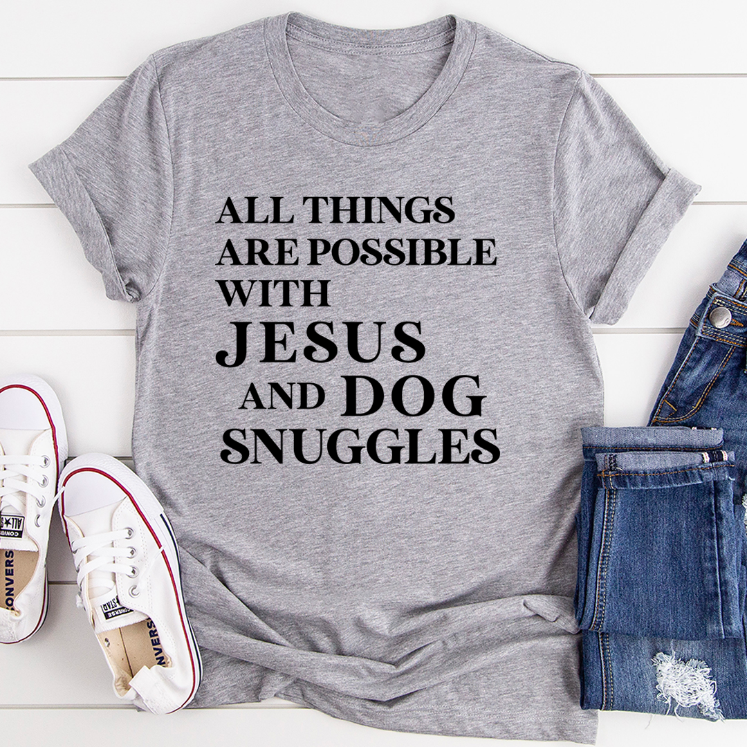 All Things Are Possible with Jesus T-Shirt featuring a soft cotton fabric and inspirational print.