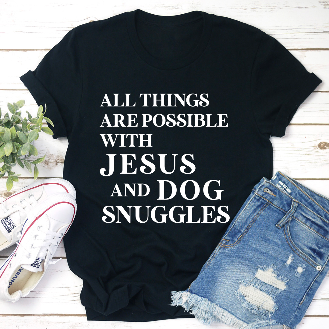 All Things Are Possible with Jesus T-Shirt featuring a soft cotton fabric and inspirational print.