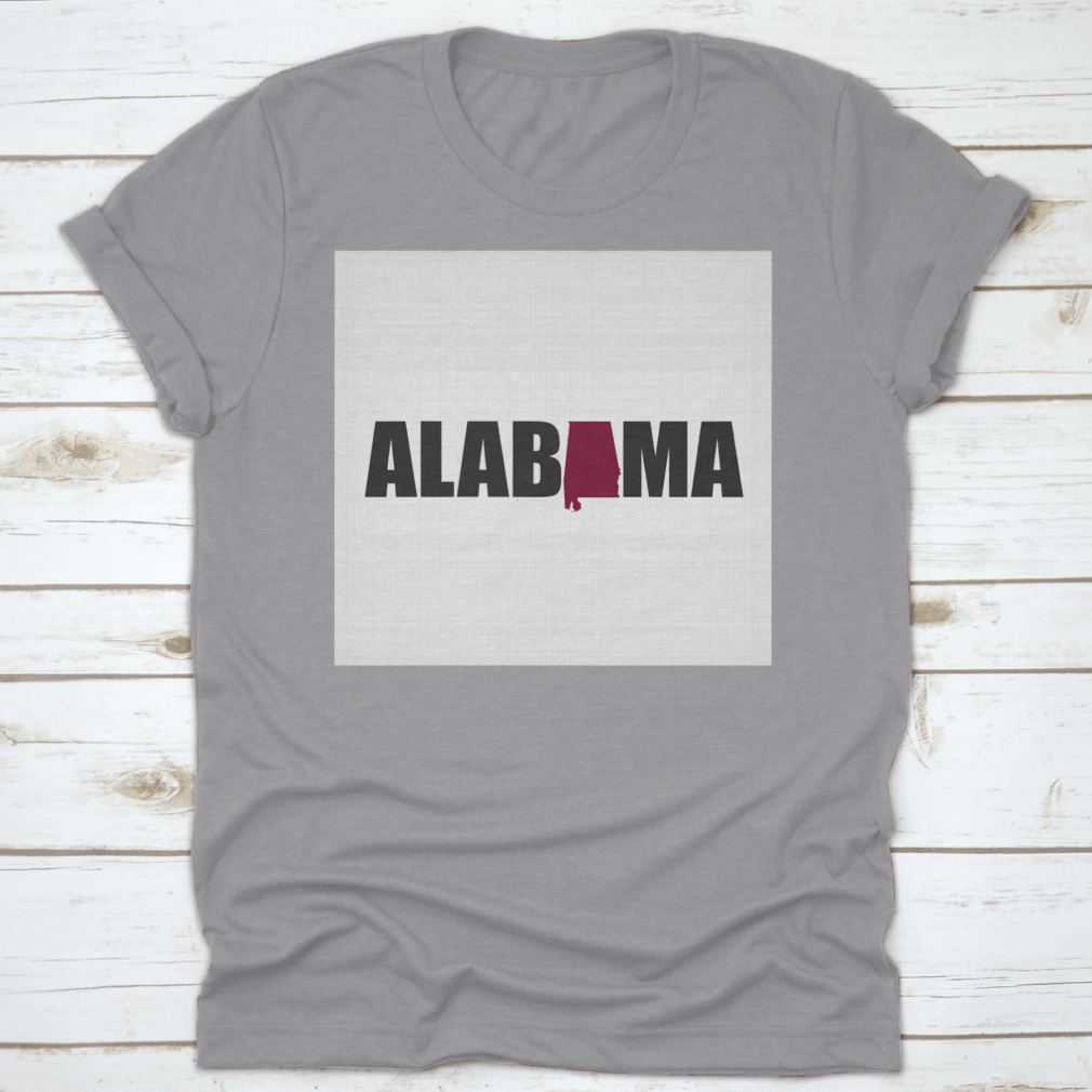 Vector illustration of Alabama map in typography lettering design, showcasing artistic representation of the state.