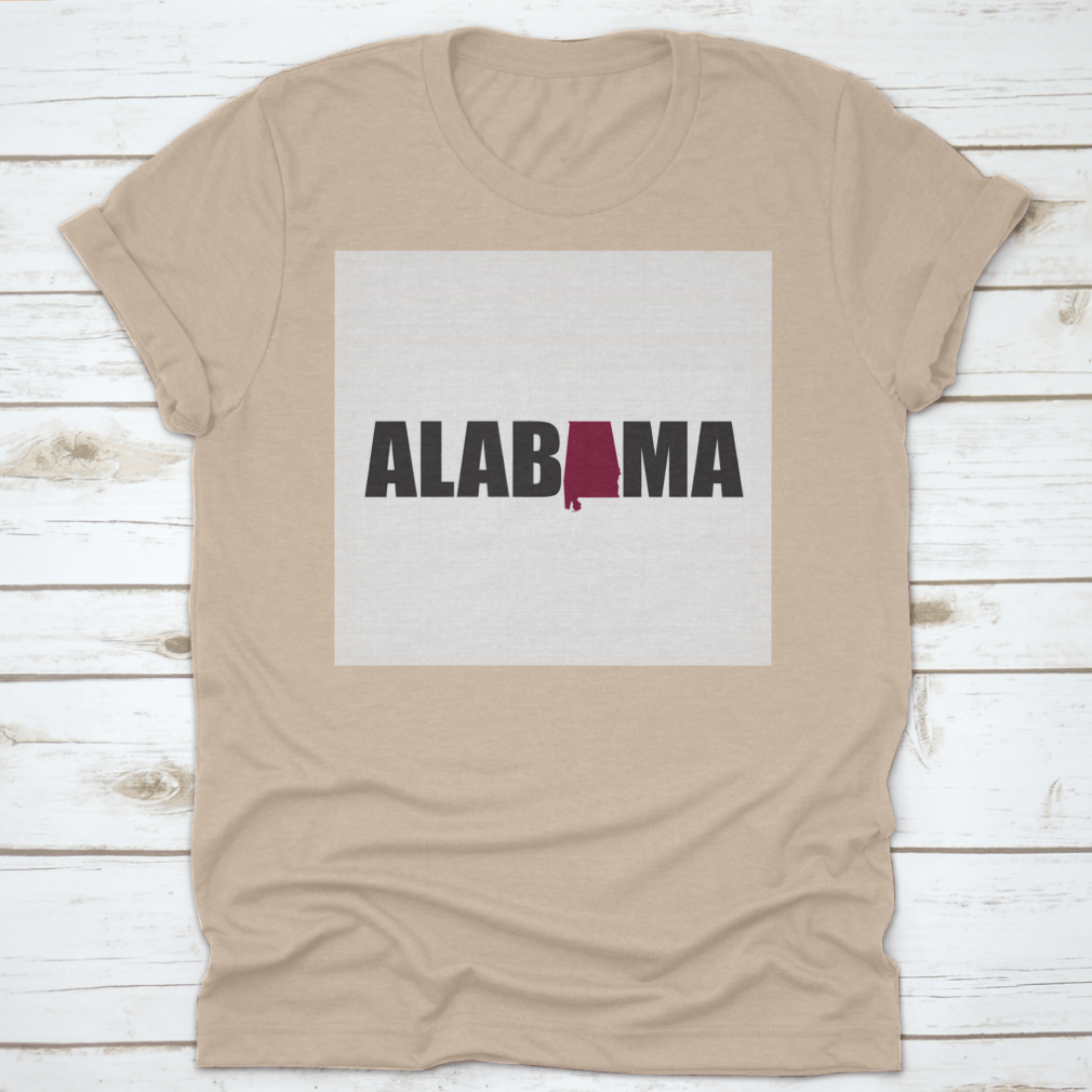 Vector illustration of Alabama map in typography lettering design, showcasing artistic representation of the state.