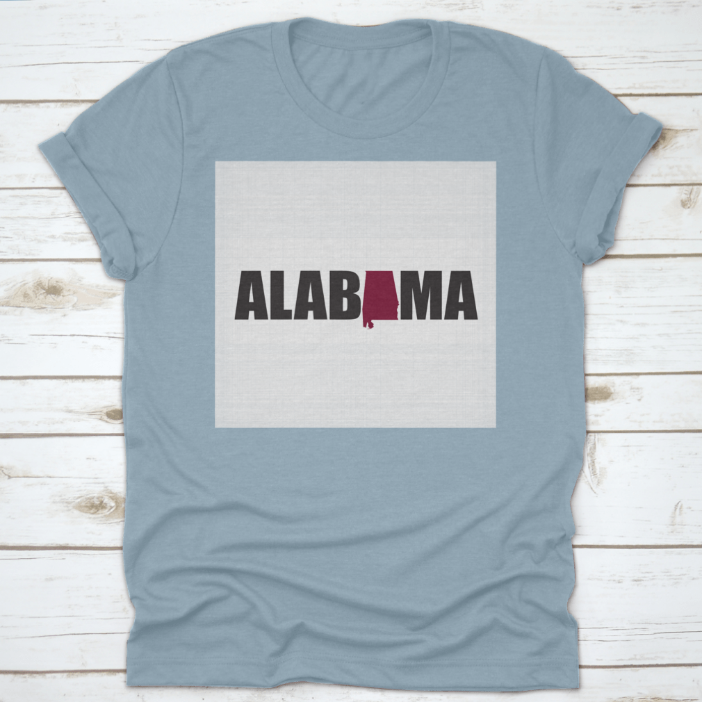 Vector illustration of Alabama map in typography lettering design, showcasing artistic representation of the state.