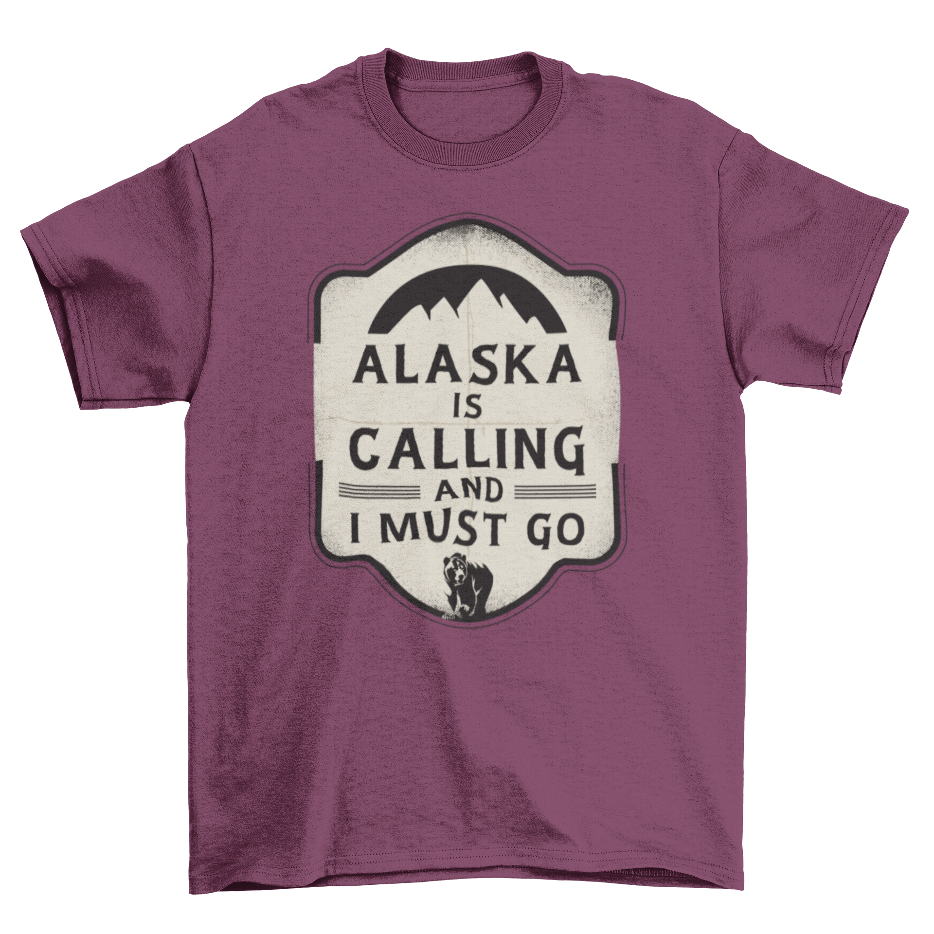 A stylish t-shirt featuring the quote 'Alaska is calling and I must go', perfect for outdoor enthusiasts.