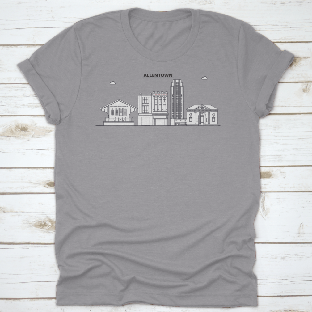 Vector illustration of Allentown skyline, showcasing iconic buildings and structures in a stylish outline design.