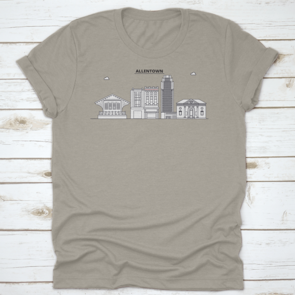 Vector illustration of Allentown skyline, showcasing iconic buildings and structures in a stylish outline design.