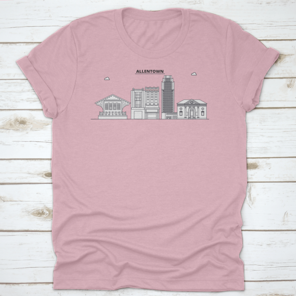 Vector illustration of Allentown skyline, showcasing iconic buildings and structures in a stylish outline design.