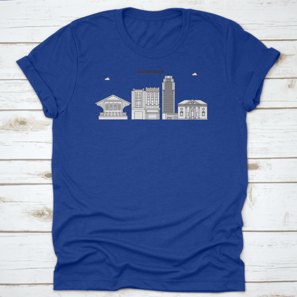 Vector illustration of Allentown skyline, showcasing iconic buildings and structures in a stylish outline design.