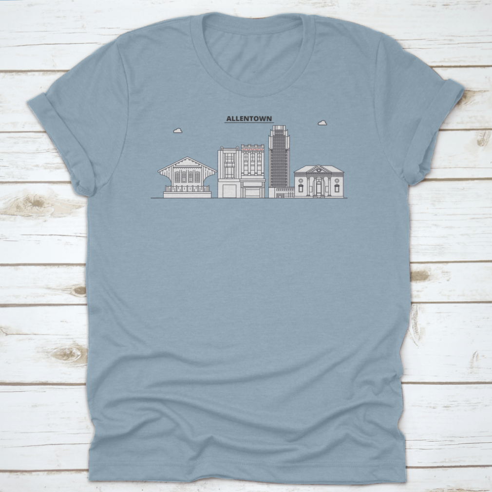 Vector illustration of Allentown skyline, showcasing iconic buildings and structures in a stylish outline design.