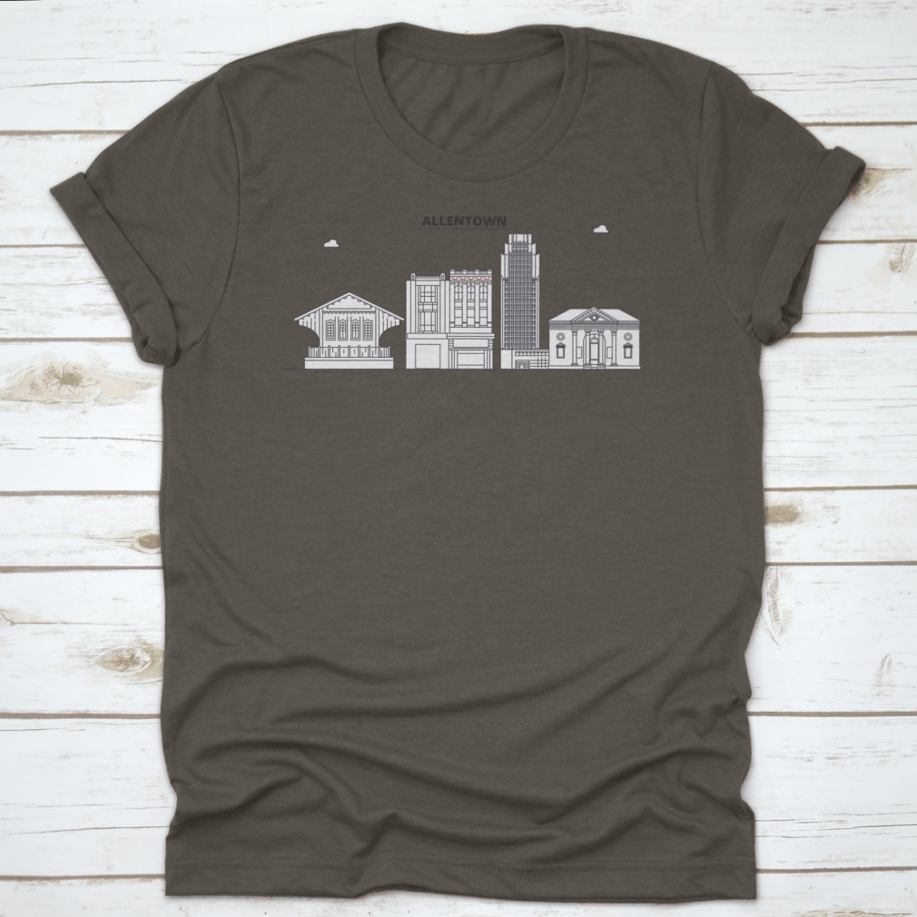 Vector illustration of Allentown skyline, showcasing iconic buildings and structures in a stylish outline design.