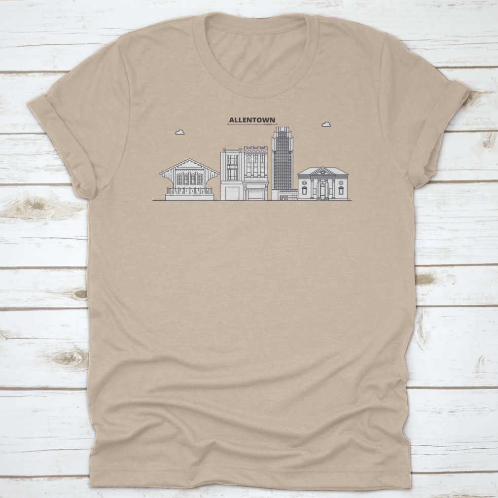 Vector illustration of Allentown skyline, showcasing iconic buildings and structures in a stylish outline design.