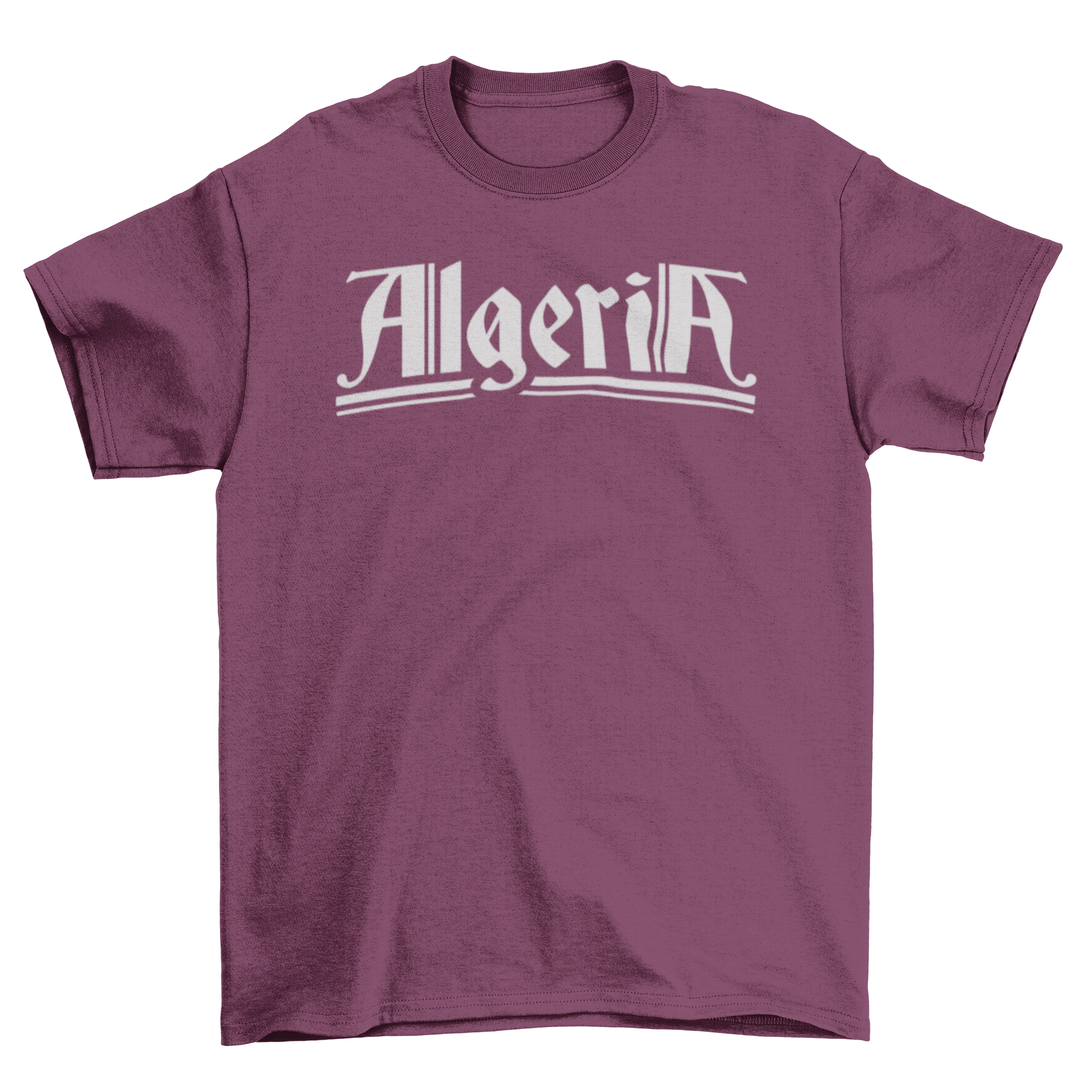 A stylish t-shirt featuring the quote 'Algeria' in bold letters, perfect for casual wear.