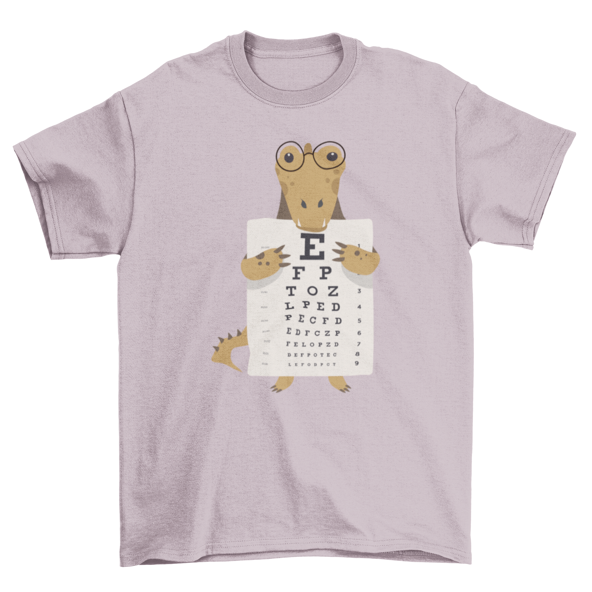 Alligator Eye Chart T-shirt featuring a playful alligator design holding an eye chart.