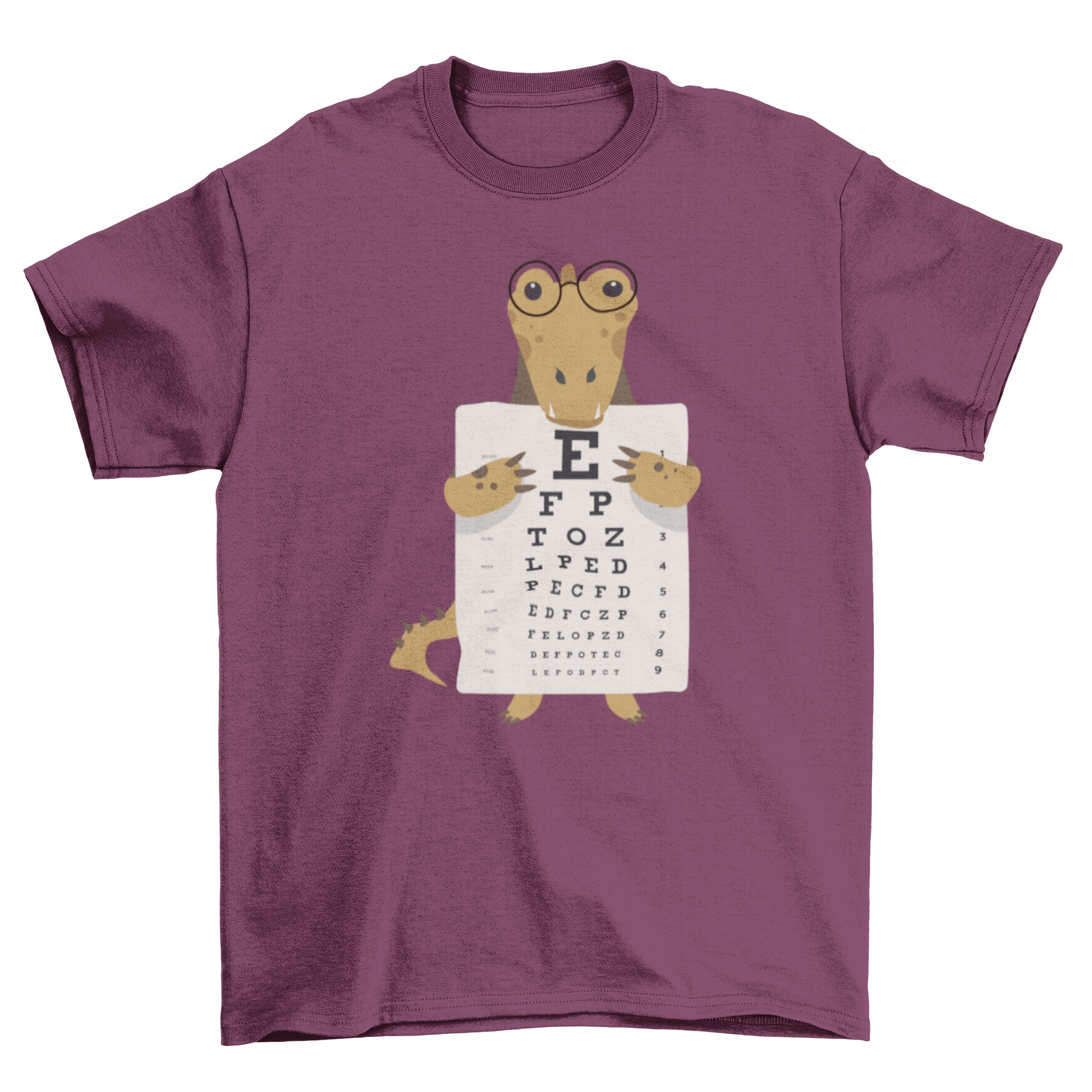 Alligator Eye Chart T-shirt featuring a playful alligator design holding an eye chart.