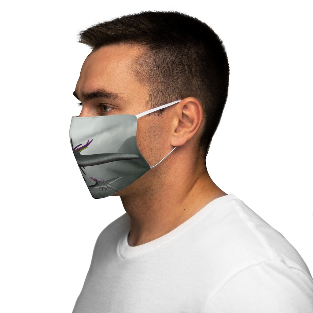 Alpha Creature Snug-Fit Polyester Face Mask featuring a durable polyester exterior and soft cotton interior, designed for comfort and protection.