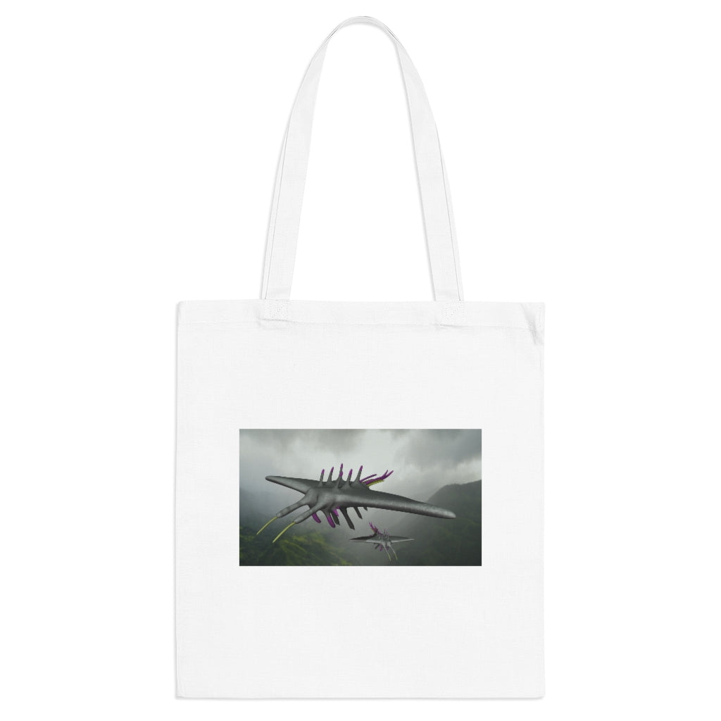 Alpha Creature Tote Bag made of 100% cotton with long handles and cross-stitched detailing, available in multiple colors.