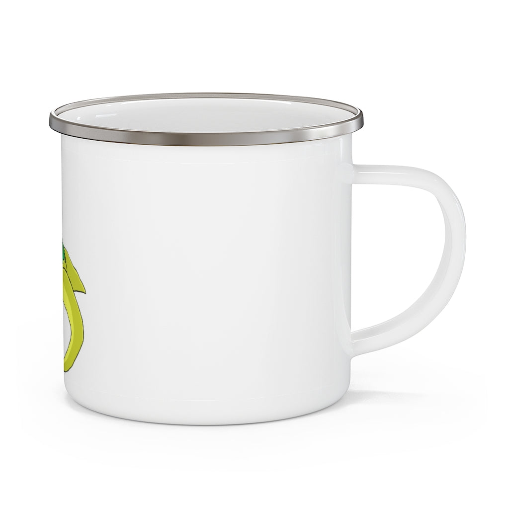 Alpro Enamel Camping Mug with a C-handle, featuring a durable stainless steel design and personalized full-color printing.