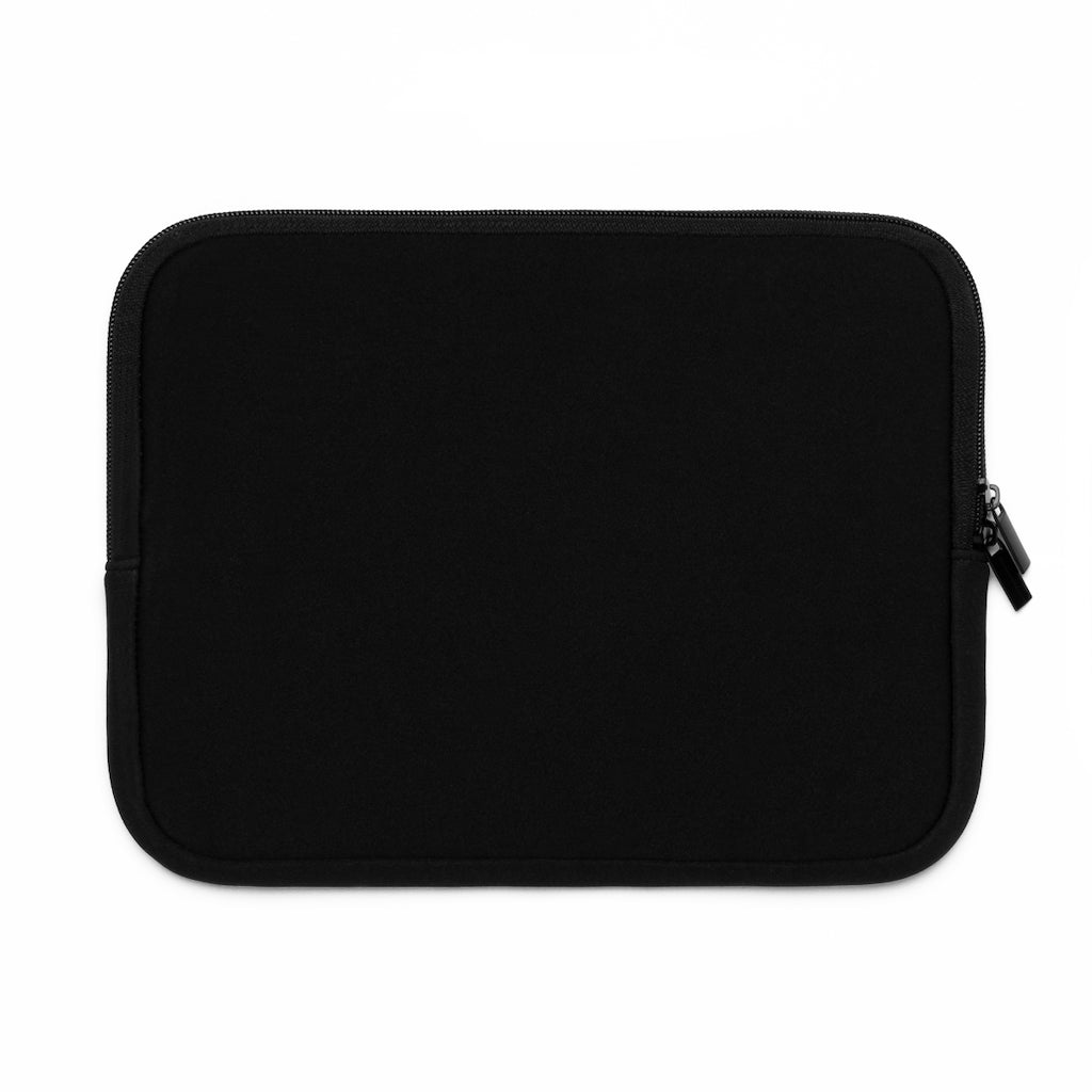 Alpro Laptop Sleeve featuring a customizable front design and black polyester back, showcasing its water-resistant and durable construction.